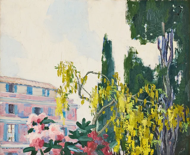 OLLE HJORTZBERG. Rhododendron och gullregn.