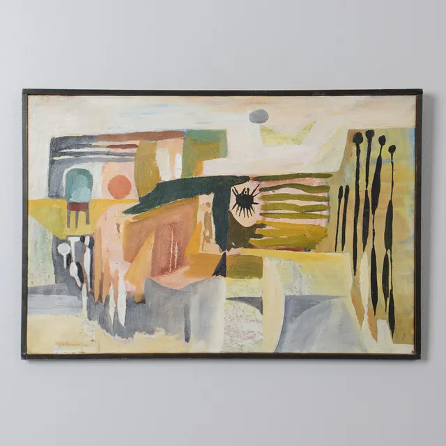 NILS G. STENQVIST. "Strandfynd/Hydra", olja på duk, signerad samt daterad 1956.