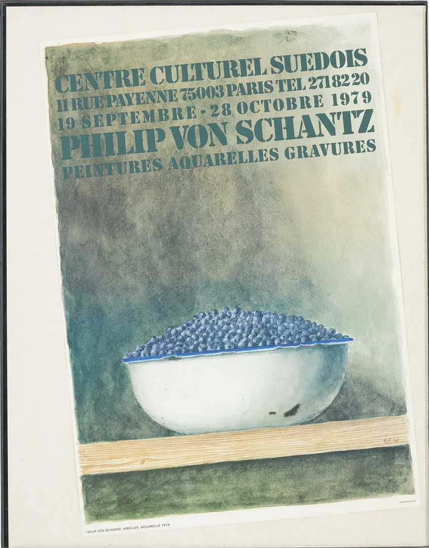 PHILIP VON SCHANTZ. EFTER. Utställningsaffisch, Centre Culturel Suedois 1979. — Engravings & Prints — Stockholms Auktionsverk Sickla
