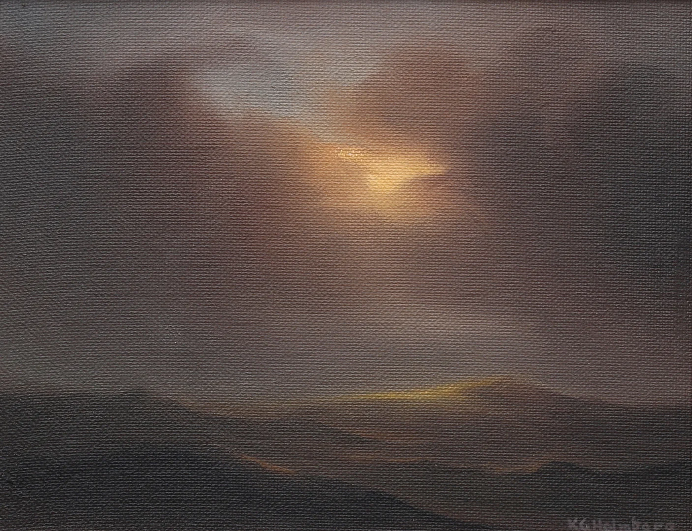 KARL GUSTAV HOLMBERG. Olja på pannå, "Månsken Nordsjön", signerad och daterad 1963. — Paintings — Auktionshuset Thelin & Johansson