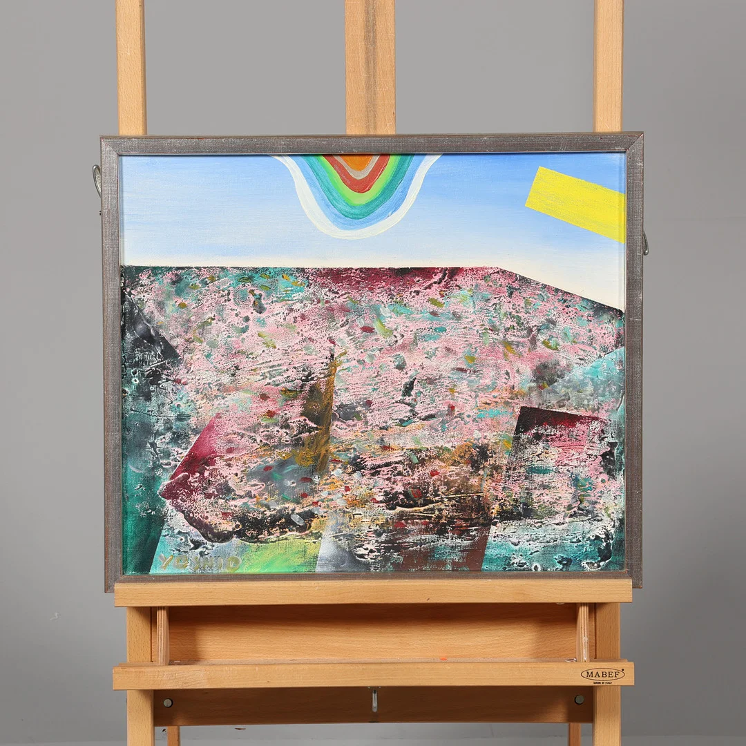 YOSHIO NAKAJIMA. OLJA PÅ DUK, "Son of the sun", signerad. — Paintings — Borås Auktionshall