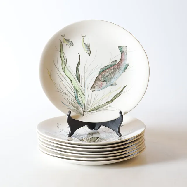 JOHNSON BROS. Fisktallrikar, 8 st, porslin, "Fish" England.