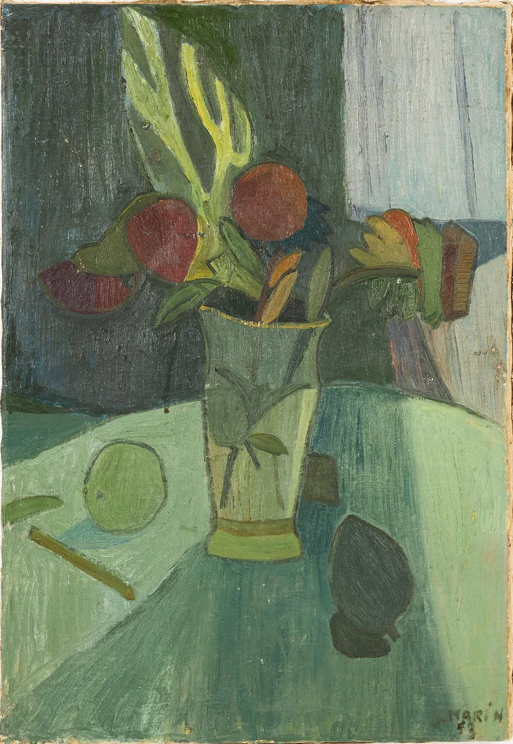 SEPPO MATTINEN. Stilleben, olja på duk, signerad, daterad 53. — Paintings — Stockholms Auktionsverk Magasin 5