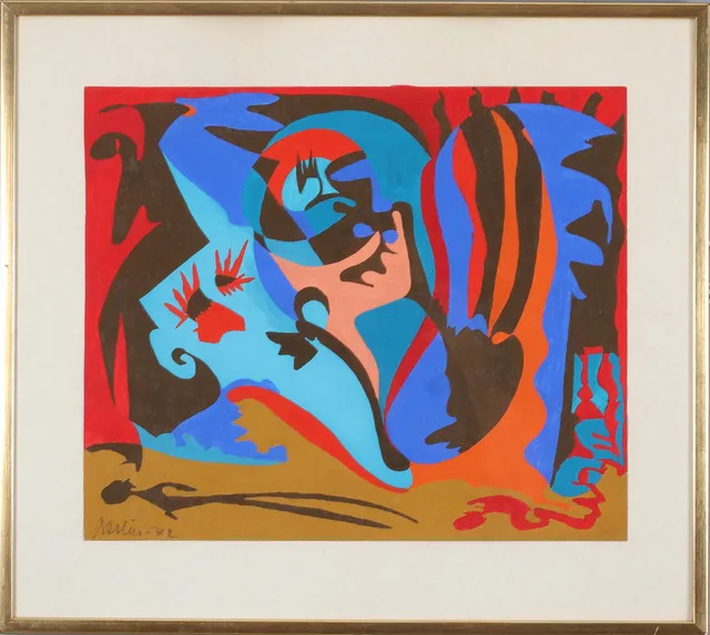 OIDENTIFIERAD KONSTNÄR. Komposition, gouache, signerad och daterad Berlin -72.