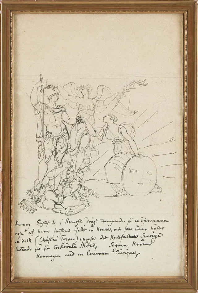 LOUIS MASRELIEZ (PARIS 1748-1810). Tillskriven. Historisk allegori över Gustav Vasa.