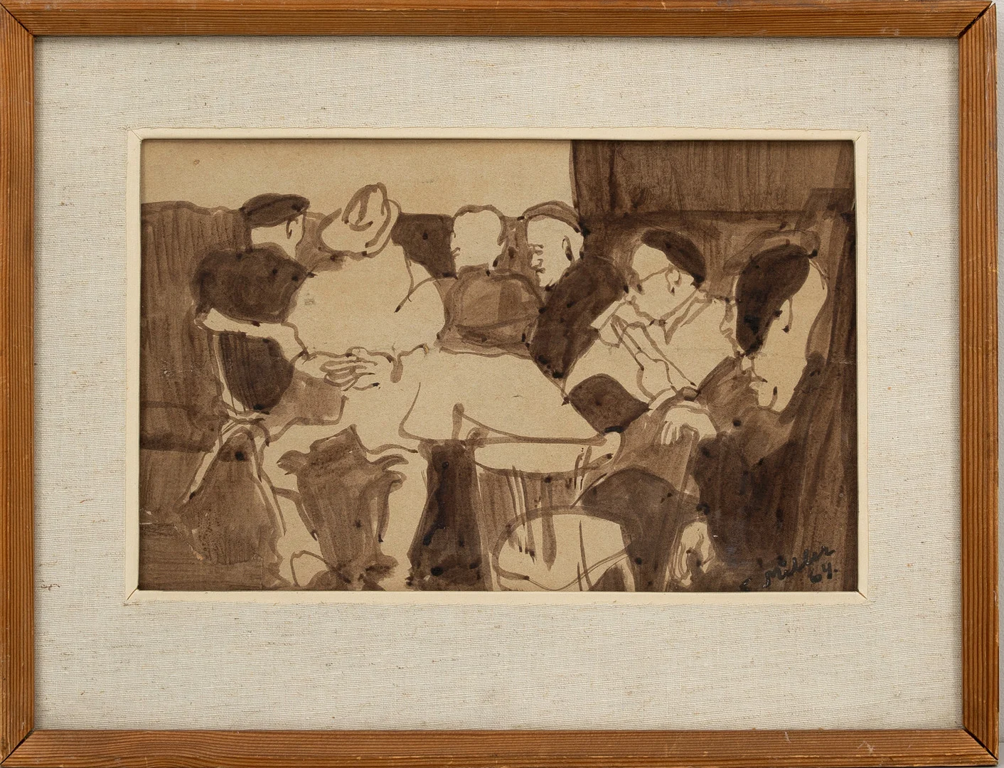 INGEGERD MÖLLER. "På baren", tusch, signerad, daterad -64. — Paintings — Auktionshuset Kolonn