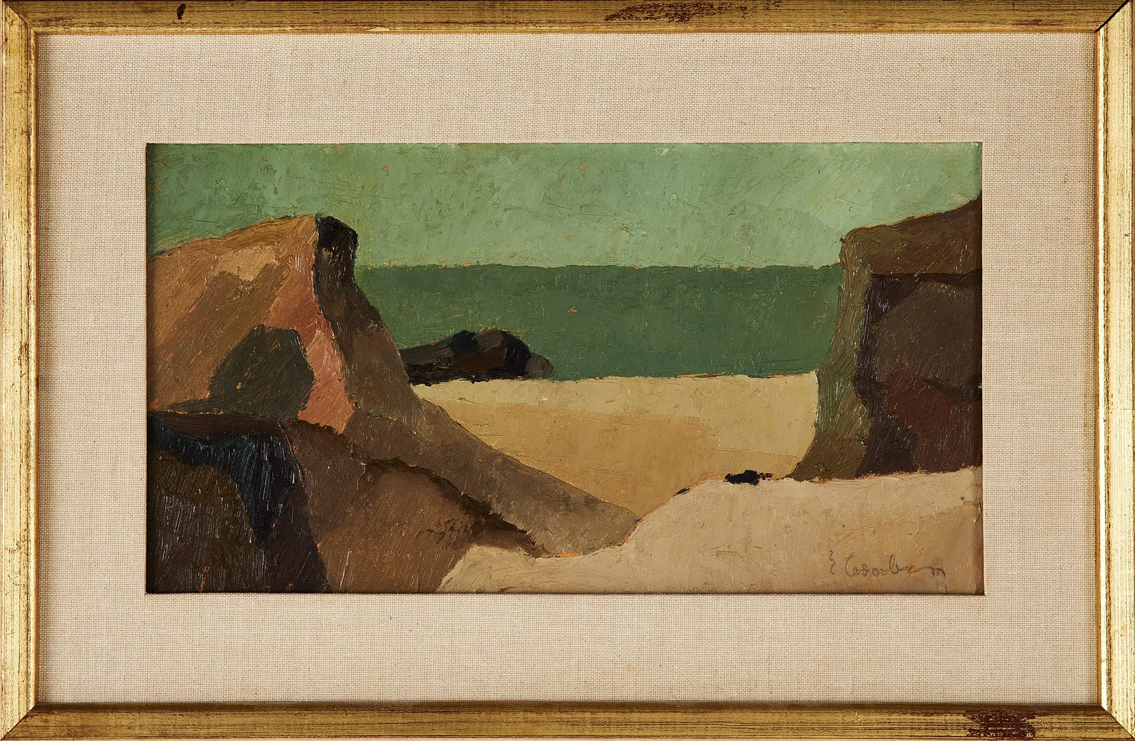 ERIC CEDERBERG. Strandmotiv, olja på pannå, signerad E Cederberg. — Paintings — Stockholms Auktionsverk Sickla