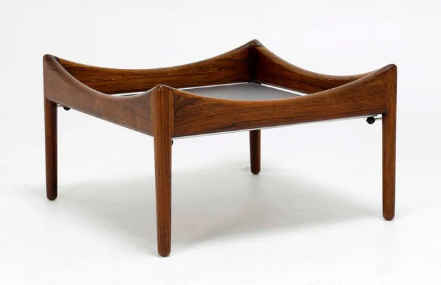 Kristian Solmer Vedel. 'Modus' coffee table - footstool with rosewood frame