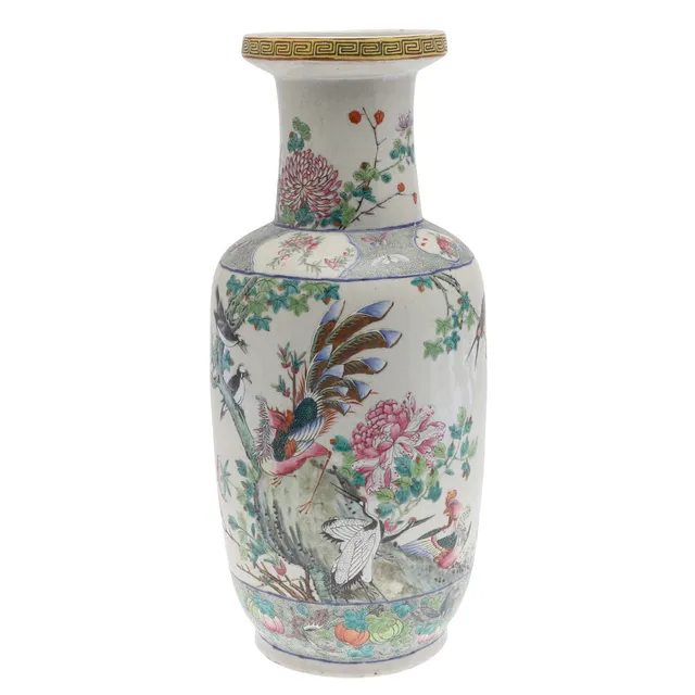 CHINESE ROULEAU FAMILLE ROSE VASE.