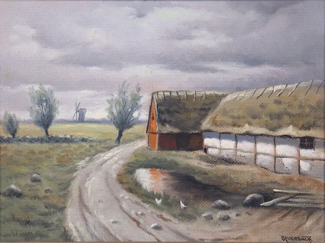 CARL IVAR ÖFVERBECK (1899-1976). olja på pannå, Skånegård.