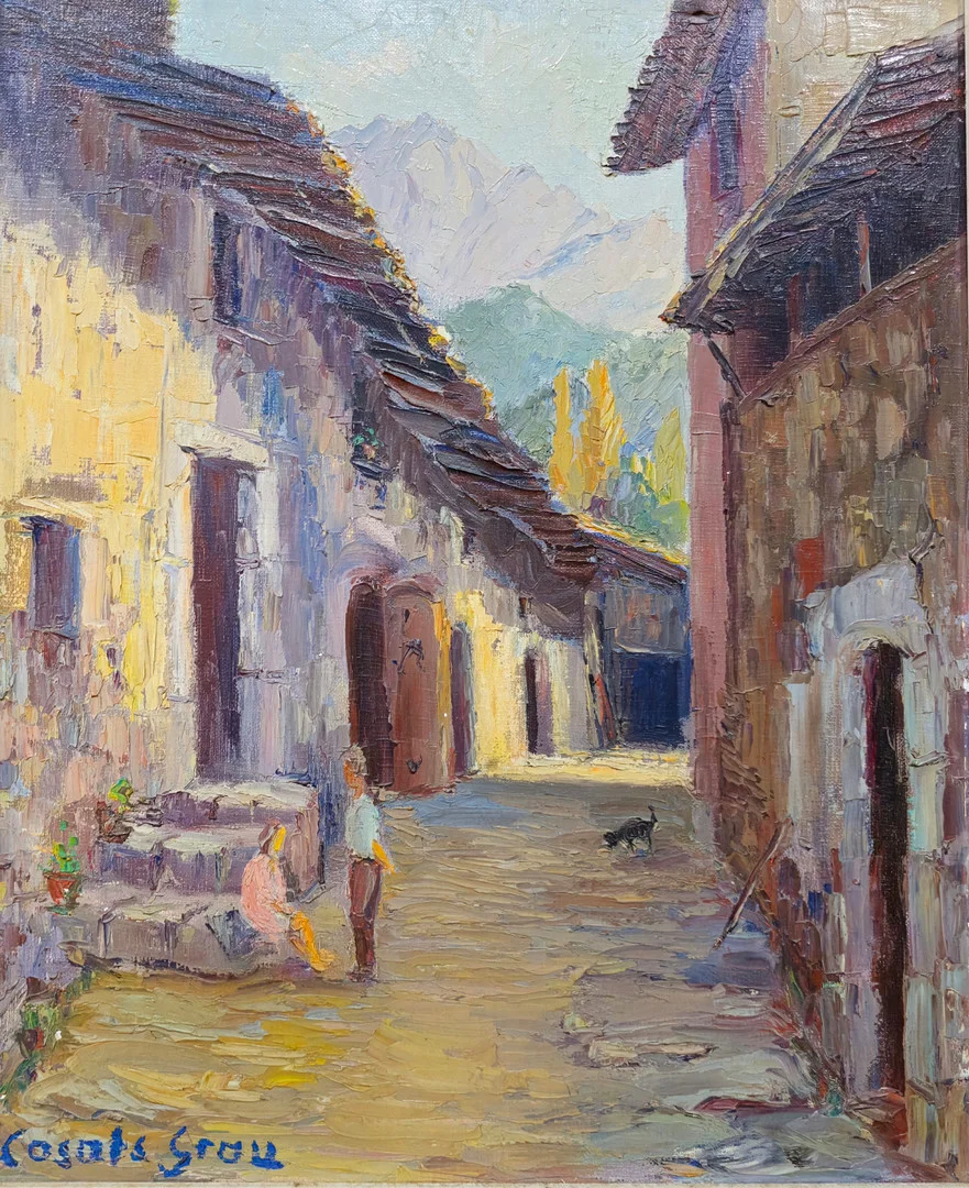 VICENTE CASALS GRAU. CALLE DE PUEBLO. ÓLEO SOBRE LIENZO. — Paintings — Barcelona Auctions