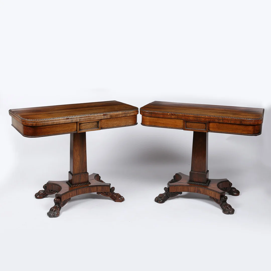 A GOOD PAIR OF LATE REGENCY ROSEWOOD CARD TABLES IN THE MANNER OF GILLOWS. — Armchairs & Chairs — Bishop & Miller