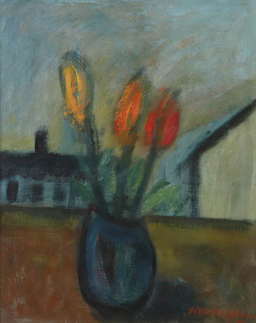 GILLIS SAHLIN. Blomsterstilleben, olja på pannå, signerad. — Paintings — Helsingborgs Auktionskammare