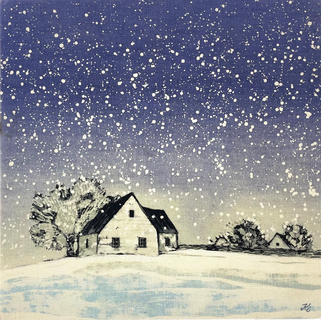 KERSTIN LINDBERG. Snöfall, vaxbatik, Gotland, monogramsignerad KL. — Other — Roslagens Auktionsverk