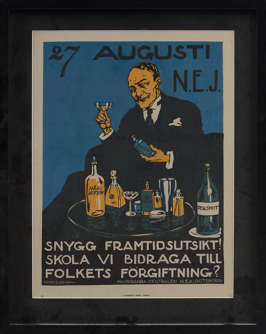 FÖRBUDSAFFISH, Alfred Proessdorf, Propagandacentralen N.E.J, Göteborg, tryckt hos A. Lindgren & Söner, 1922. — Engravings & Prints — Göteborgs Auktionsverk