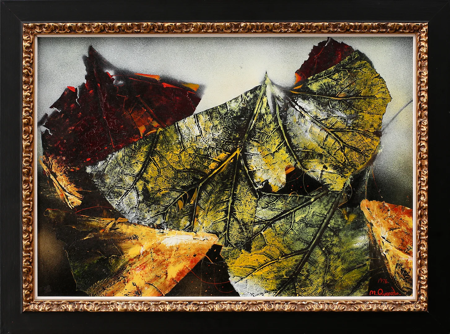 MICHAEL QVARSEBO. "Lövfiguration", olja på pannå, signerad och daterad 1976. — Paintings — Garpenhus Auktioner