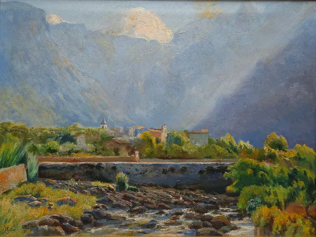 JOAN FUSTER BONNIN. "PAISAJE MALLORQUIN",ÓLEO SOBRE LIENZO.