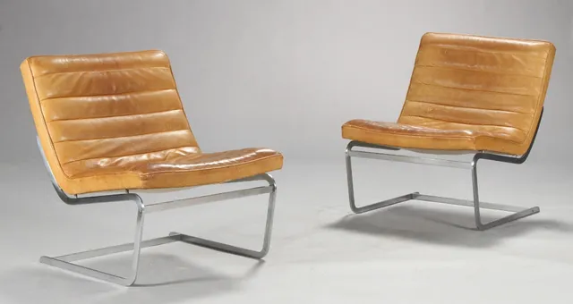 Poul Nørreklit for Erik Jørgensen. A pair of Lounge chairs upholstered in aniline leather, Model 512, 1970s (2)