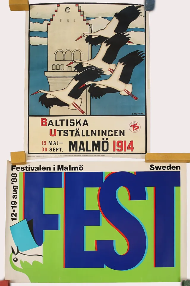 ERNST NORLIND. Utställningsaffisch, efter, Baltiska Utställningen år 1914. MALMÖFESTIVALEN 12 - 19 AUG 1988. Totalt 2 delar.