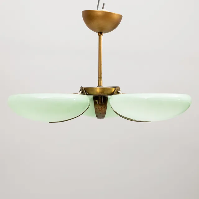 TAKLAMPA, Art Deco, glas och metall, 1930-/40-tal.