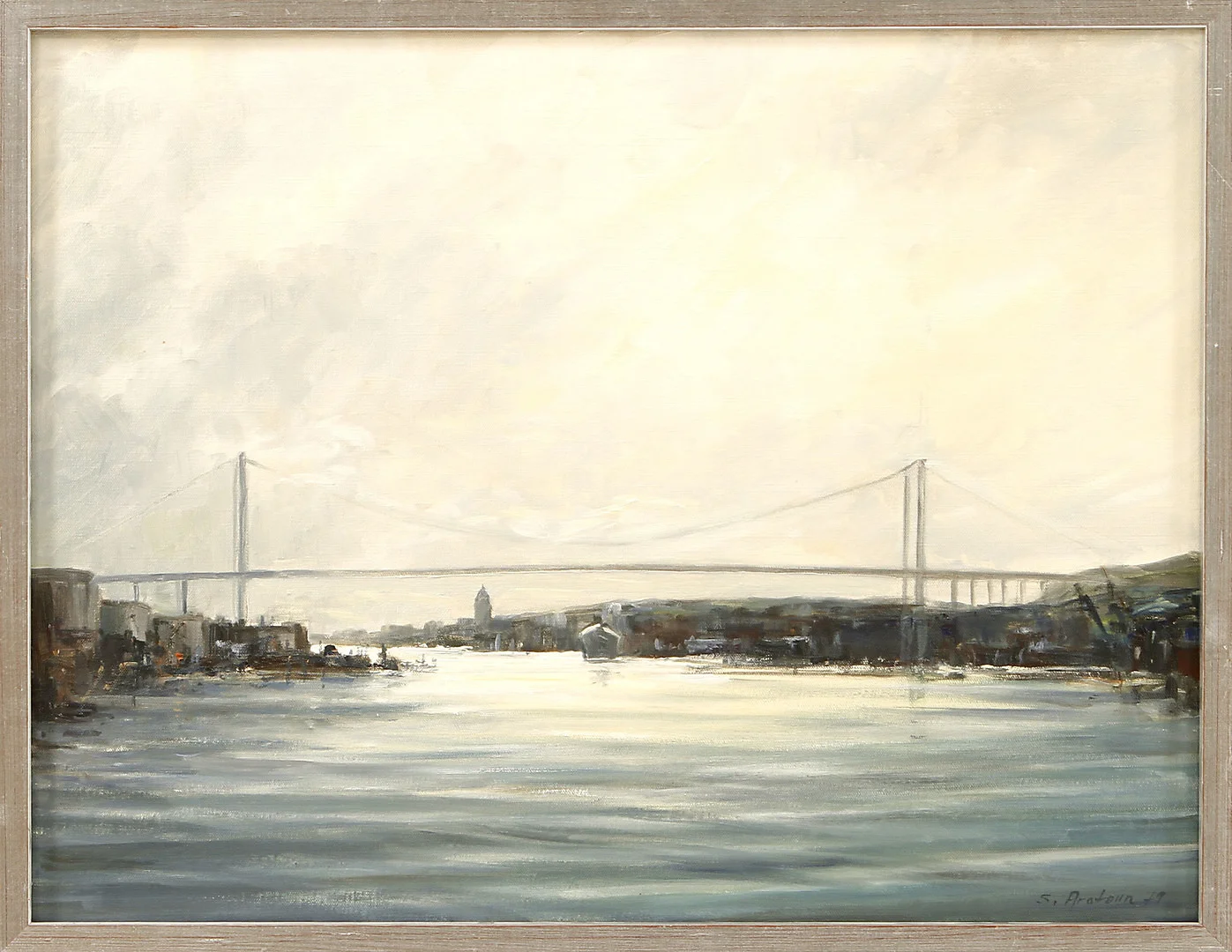 SARO ARATOUN. "Älvsborgsbron", olja på duk, signerad och daterad 79. — Paintings — Göteborgs Auktionsverk