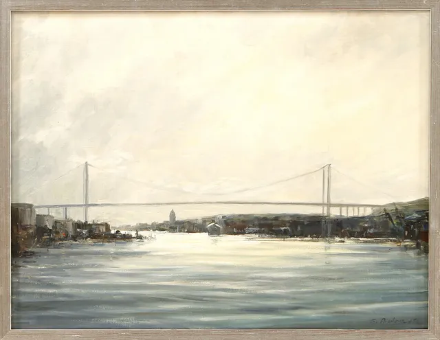 SARO ARATOUN. "Älvsborgsbron", olja på duk, signerad och daterad 79.