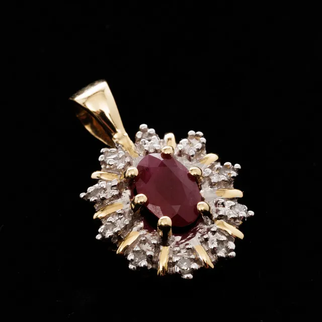 HÄNGE, 18K guld, Rubin, Briljanter 0,05 ct.