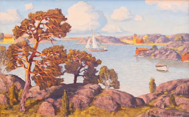 KARL BERGMAN. Skärgårdsmotiv, olja på duk, signerad.
