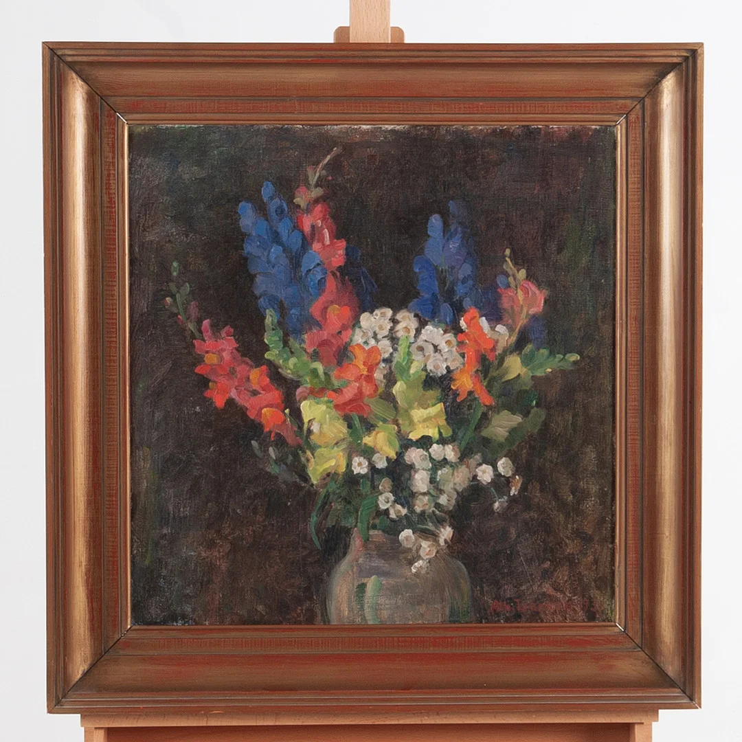 ALBERT LARSEN. Olja på duk, blomsterstilleben, signerad Alb Larsen, daterad 1931. — Paintings — Laholms Auktionskammare