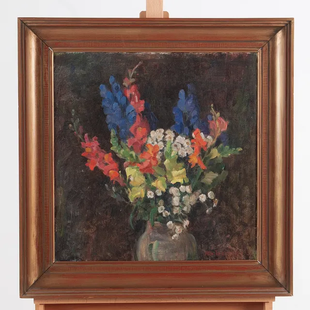 ALBERT LARSEN. Olja på duk, blomsterstilleben, signerad Alb Larsen, daterad 1931.