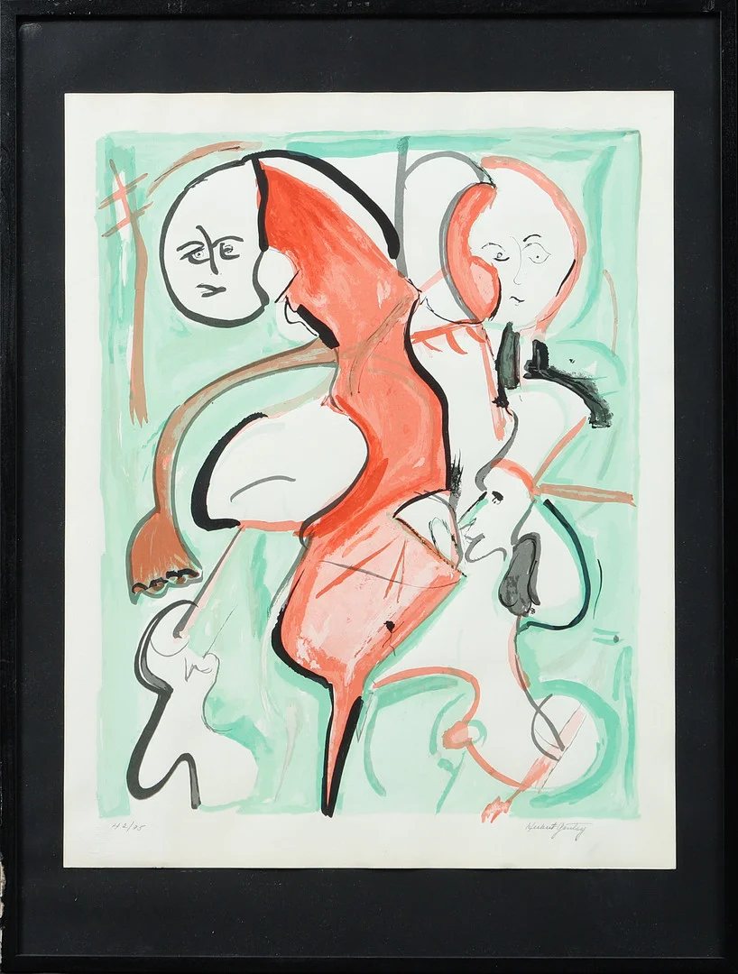 HERBERT GENTRY. Figurkomposition, Färglitografi, signerad och numrerad 42/75. — Engravings & Prints — Göteborgs Auktionsverk