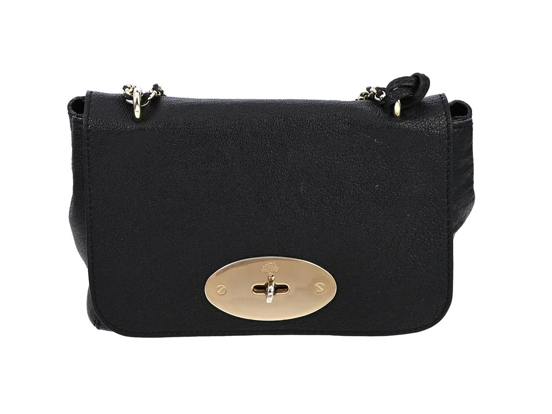 VÄSKA, MULBERRY, Lily Bag, svart läder, guldfärgade beslag, 21x15x7 cm, röda fläckar i väskan. — Accessoarer/Väskor — Kaplans