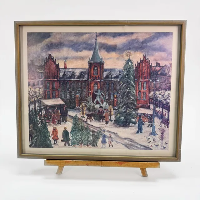 ALMA HANSSON. Färgtryck -Rådhustorget Landskrona. - tryckt signatur.