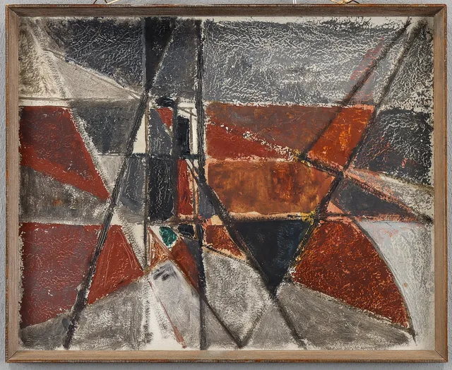 NORSK KONSTNÄR, abstrakt komposition, 1950-tal.
