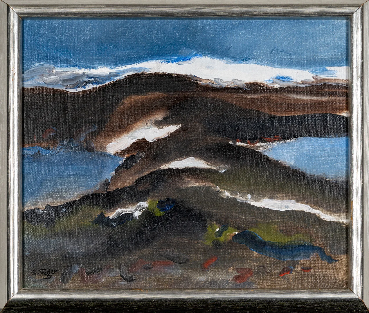 SIXTEN FAGER. Olja på duk, " Vy över vårfjäll" signerad. — Paintings — Norrlands Auktionsverk