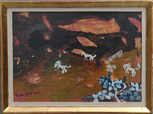 SVEN "X:ET" ERIXSON. hästar i landskap, signerad akvarell på papper.