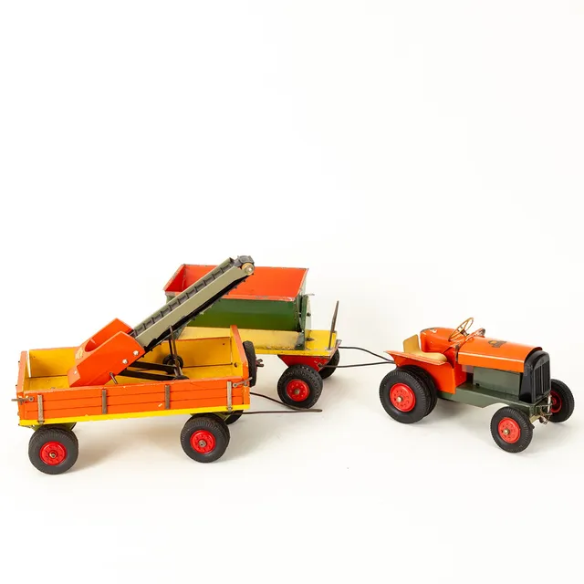 STEIFF. Traktor, Muldenkipper Kasten-Anhänger und Förderband, Griengen an der Benz, 1959-1967 (4).