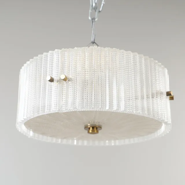 CARL FAGERLUND. Taklampa, mässing och glas, Orrefors.
