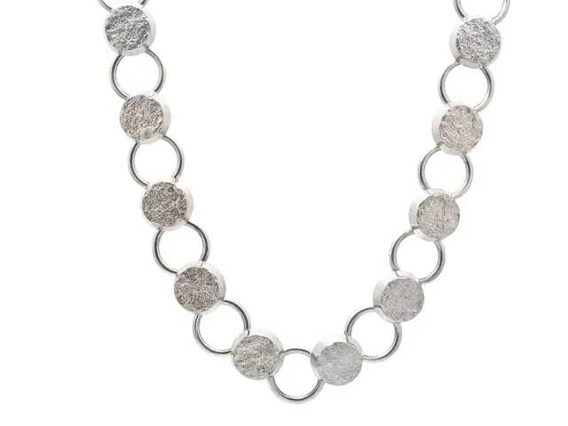 COLLIER, silver, geometriska länkar, Ceson, Göteborg 1969, längd 39 cm, vikt 108,7 g.