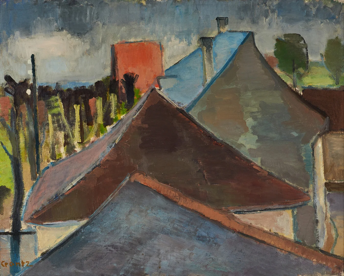 BENGT CRANTZ (1916-2000). Takåsar, signerad Crantz, olja på pannå. — Paintings — Crafoord Auktioner Stockholm