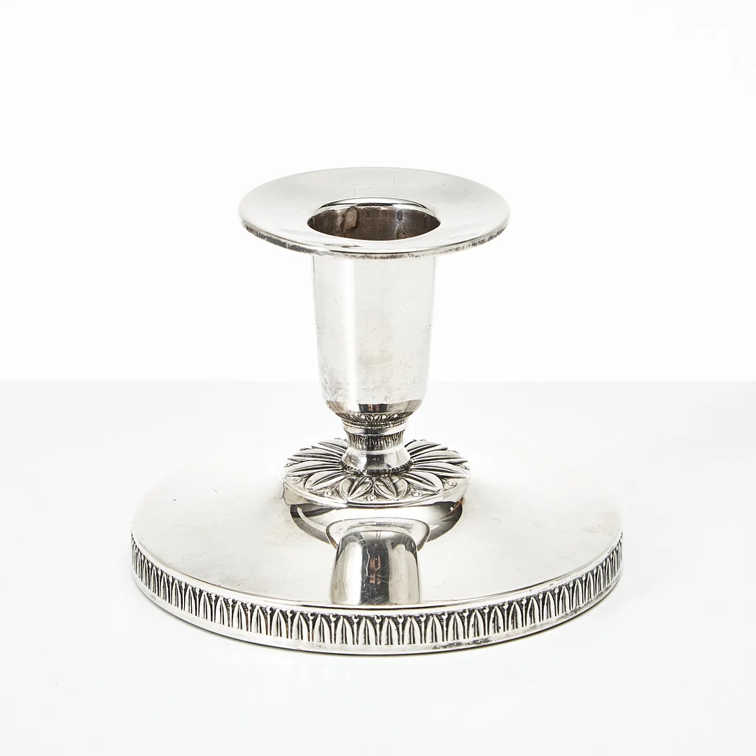 LJUSSTAKE, silver, empirestil, Carlson K & E, Göteborg 1965. — Silver — Stockholms Auktionsverk Magasin 5