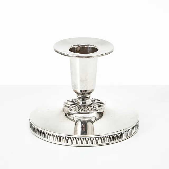LJUSSTAKE, silver, empirestil, Carlson K & E, Göteborg 1965.