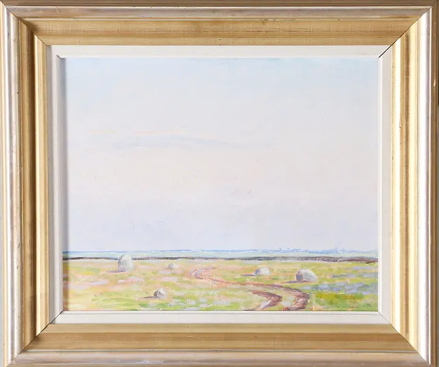WILLIAM NORDING. Alvaret Vickleby, olja på pannå, signerad.