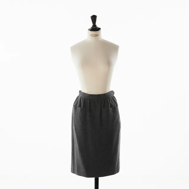 YVES SAINT LAURENT, rive gauche, kjol, ylle, fransk storl. 40, 1980-tal.