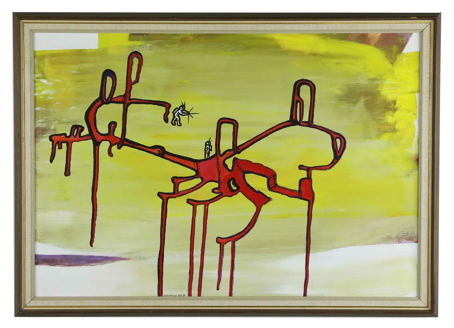 HANS VIKSTEN. olja på duk, Rymdstation, signerad, daterad 70. — Paintings — Hälsinglands Auktionsverk