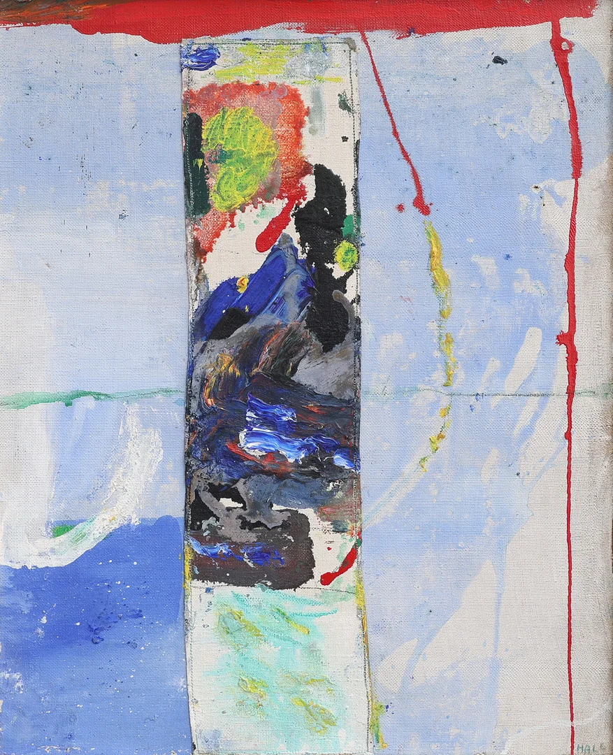 LENNART HALL. OLJA OCH APPLIKATION PÅ DUK, "HÄLSNING FRÅN VÅREN", SIGNERAD OCH DATERAD 1964. — Paintings — Crafoord Auktioner Lund