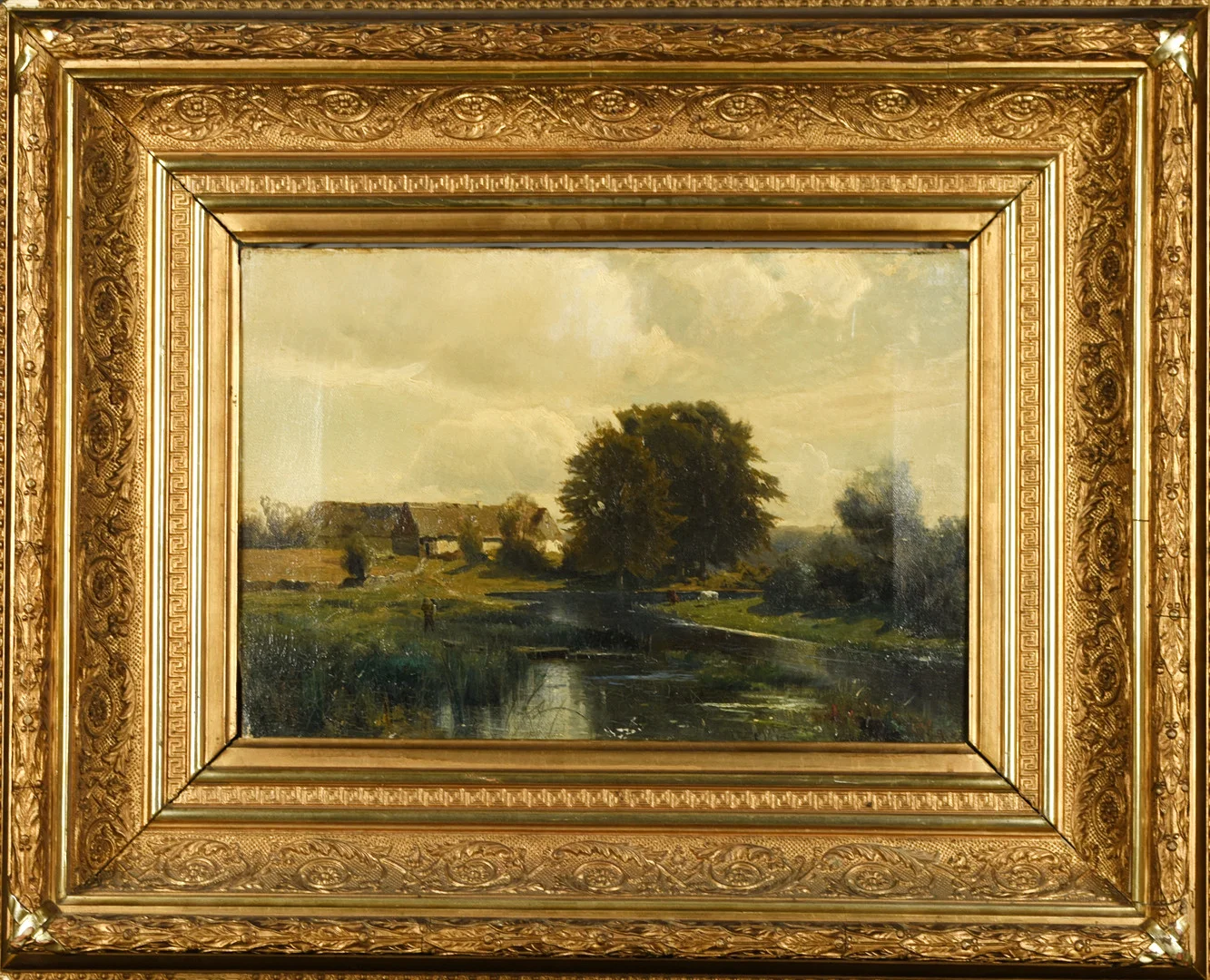 GUSTAF RYDBERG. Olja på duk, Landskap med kor, Signerad & daterad: 1883. — Paintings — Norrlands Auktionsverk