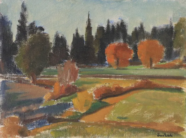 BERNHARD ÖNSTAD. "Sensommar", olja på pannå, signerad Önstad.