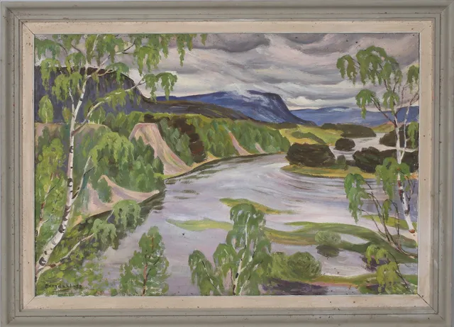 IVAN BERGDAHL. Älvlandskap, olja på duk, signerad.