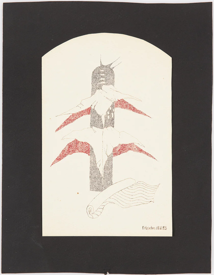 THEA EKSTRÖM. "Komposition 18 V 82", tusch, signerad. — Paintings — Stockholms Auktionsverk Sickla